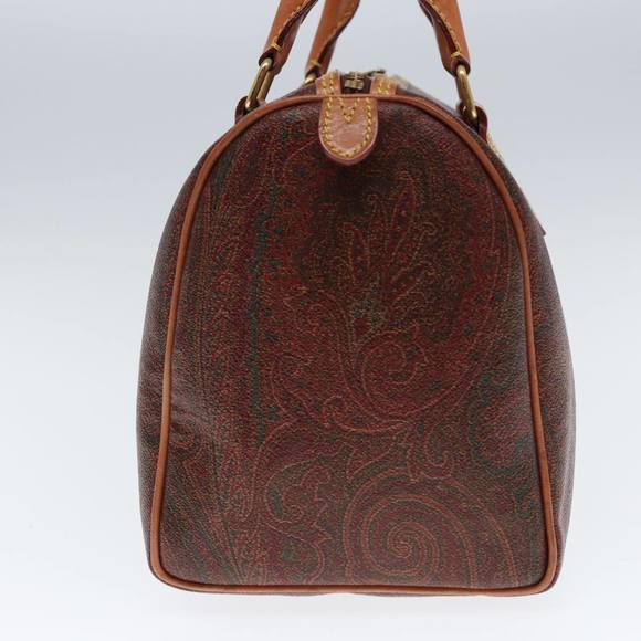 ETRO Paisley Boston Bag PVC Leather Brown Auth yk13070 - Picture 4 of 16